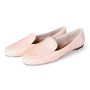 Leather Nude Beige Blush Pink Slip On Flats Loafers by Firth Size 8.5